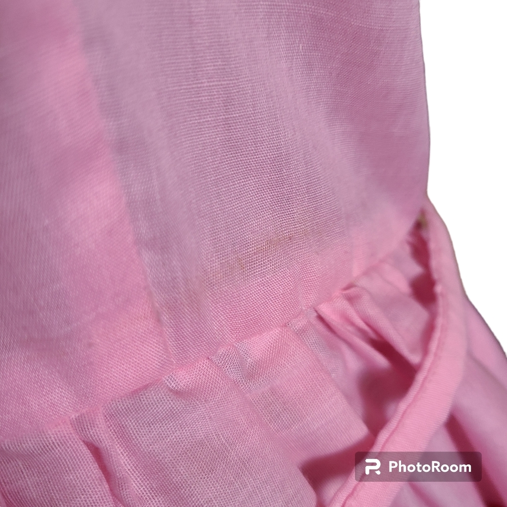 VINTAGE 70's Handmade Size 6 Pink Puff Sleeve Ruffle A-Line Dress Cottagecore - Picture 5 of 7